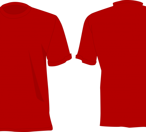Camisa Vermelha desenho, frente e verso.